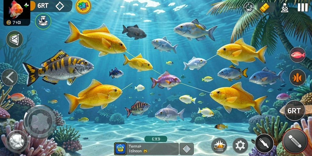 Gameplay yang seru saat menembak ikan di lautan.