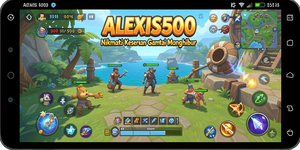 Tampilan gameplay ALEXIS500 yang menyenangkan dan interaktif.
