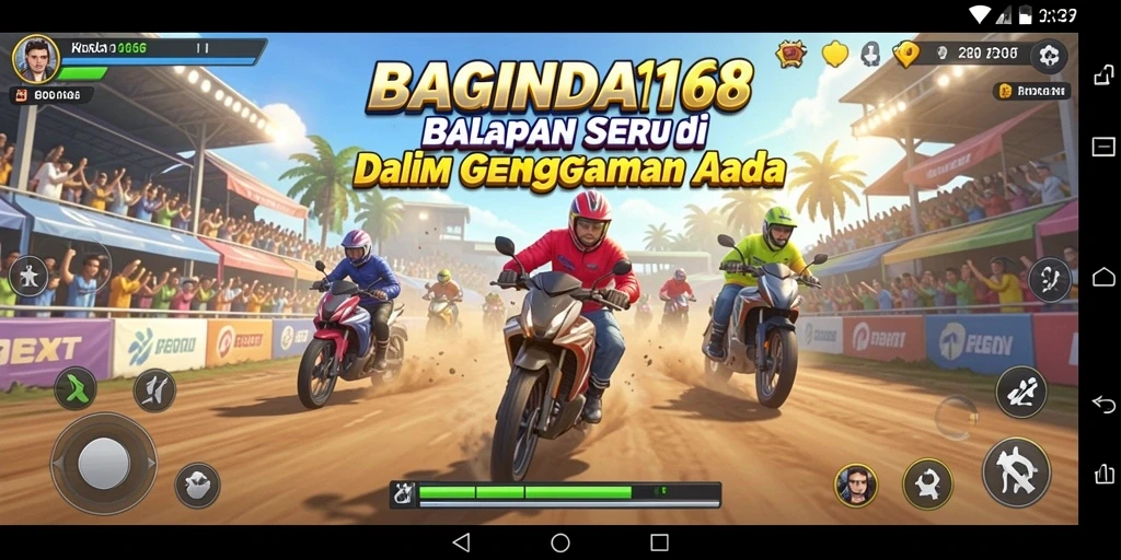 Tampilan gameplay seru dari BAGINDA168 saat balapan.