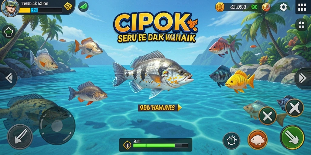 Tangkapan layar CIPOK yang menunjukkan aksi menembak ikan yang mendebarkan.