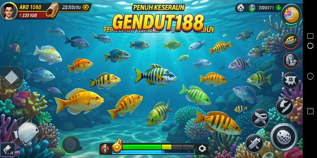 Tangkapan layar gameplay GENDUT188 yang penuh aksi tembak ikan.