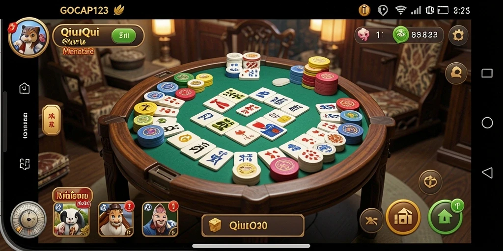 Screenshot gameplay GOCAP123 yang menampilkan keseruan permainan QiuQiu.