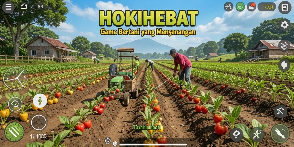 Tampilan gameplay HOKIHEBAT yang menawan saat bertani.