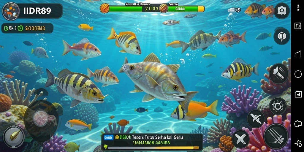 Screenshot memperlihatkan gameplay seru Tembak Ikan IDR89.