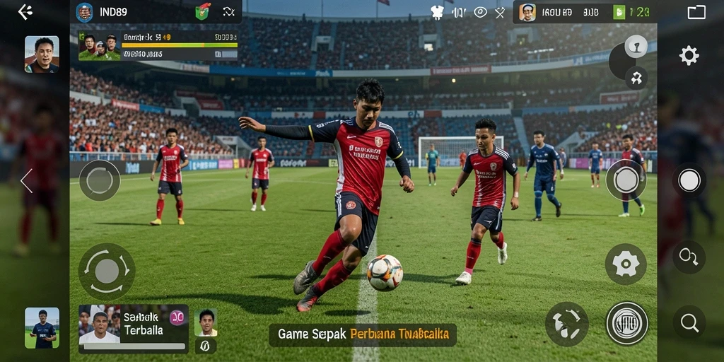 Tampilan menawan dari aksi permainan sepak bola di IND89.