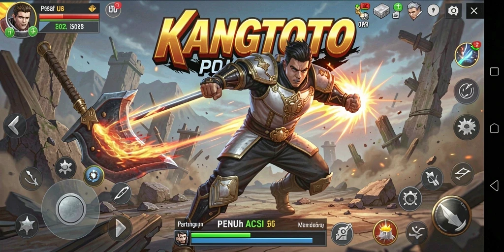Screenshot gameplay KANGTOTO dengan aksi pertarungan yang seru.