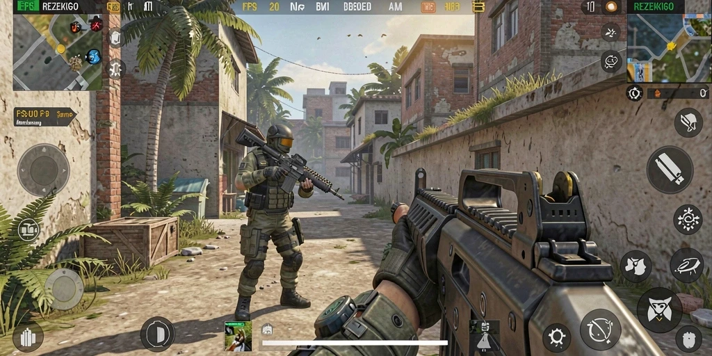 Tampilan aksi gameplay mendebarkan di <strong>REZEKIGO</strong> dengan berbagai senjata dan karakter.