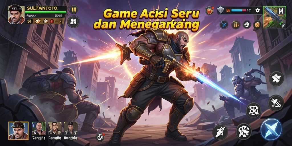 Tampilan gameplay aksi seru dari SULTANTOTO dengan karakter beraksi.